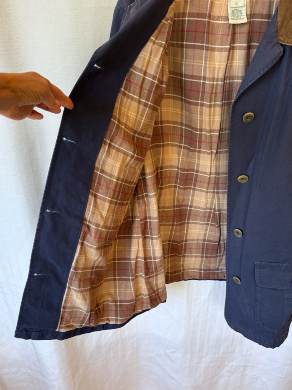 L.L.Bean Barn Jacket Navy Blue Cotton Canvas Chore Jacket - Picture 4 of 9